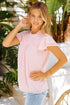 Tiered Sleeve Frilled Neck Dotted Top